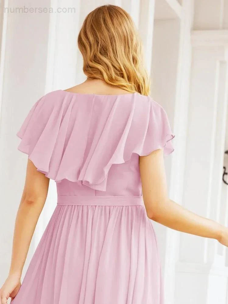 Bridesmaid Dresses with Flutter Sleeves Formal Evening Party Prom Gowns 28044 - Image 116