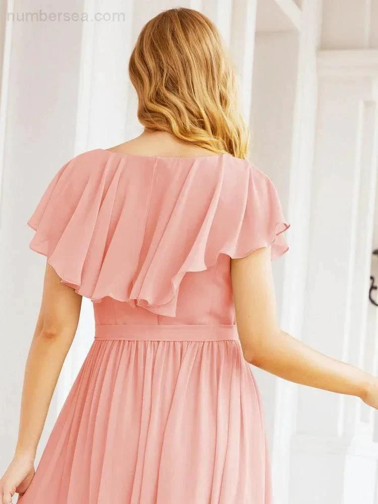 Bridesmaid Dresses with Flutter Sleeves Formal Evening Party Prom Gowns 28044 - Image 119