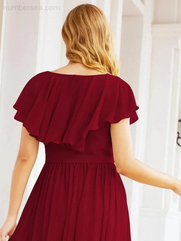 Bridesmaid Dresses with Flutter Sleeves Formal Evening Party Prom Gowns 28044 - Image 122