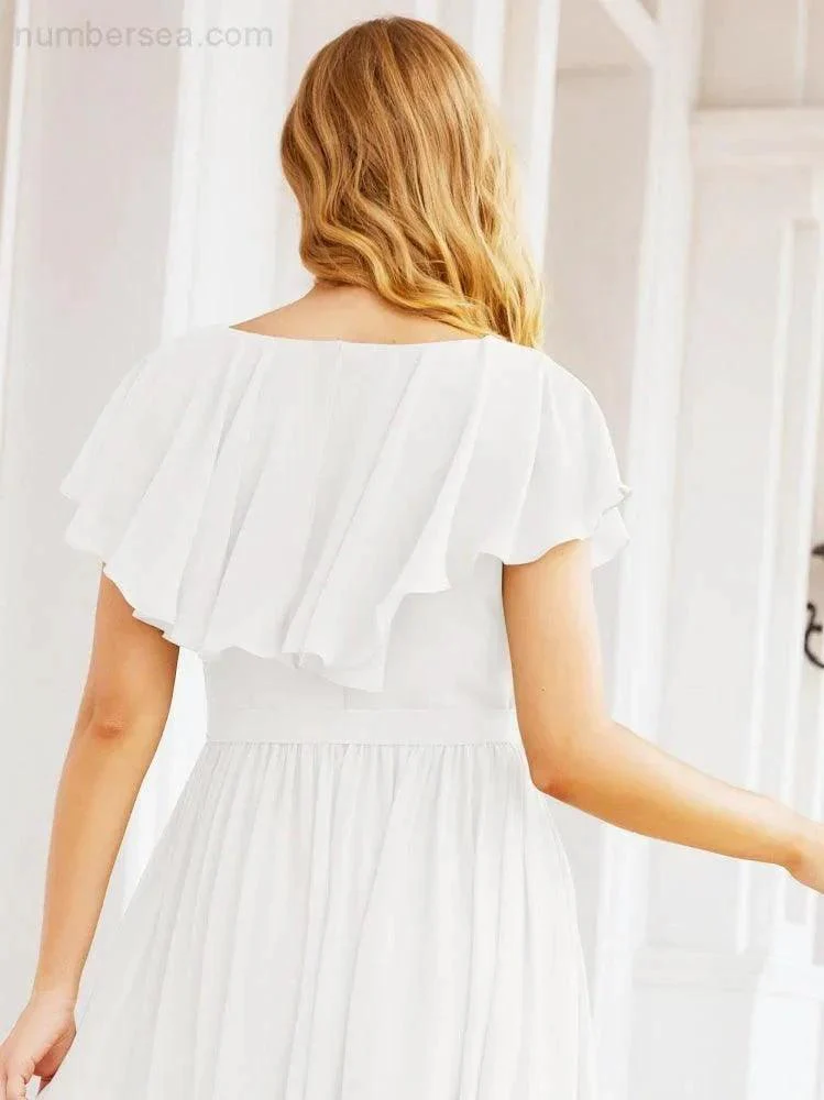 Bridesmaid Dresses with Flutter Sleeves Formal Evening Party Prom Gowns 28044 - Image 125