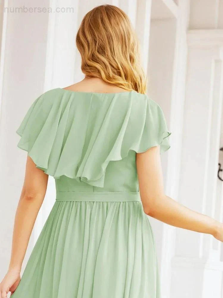 Bridesmaid Dresses with Flutter Sleeves Formal Evening Party Prom Gowns 28044 - Image 14