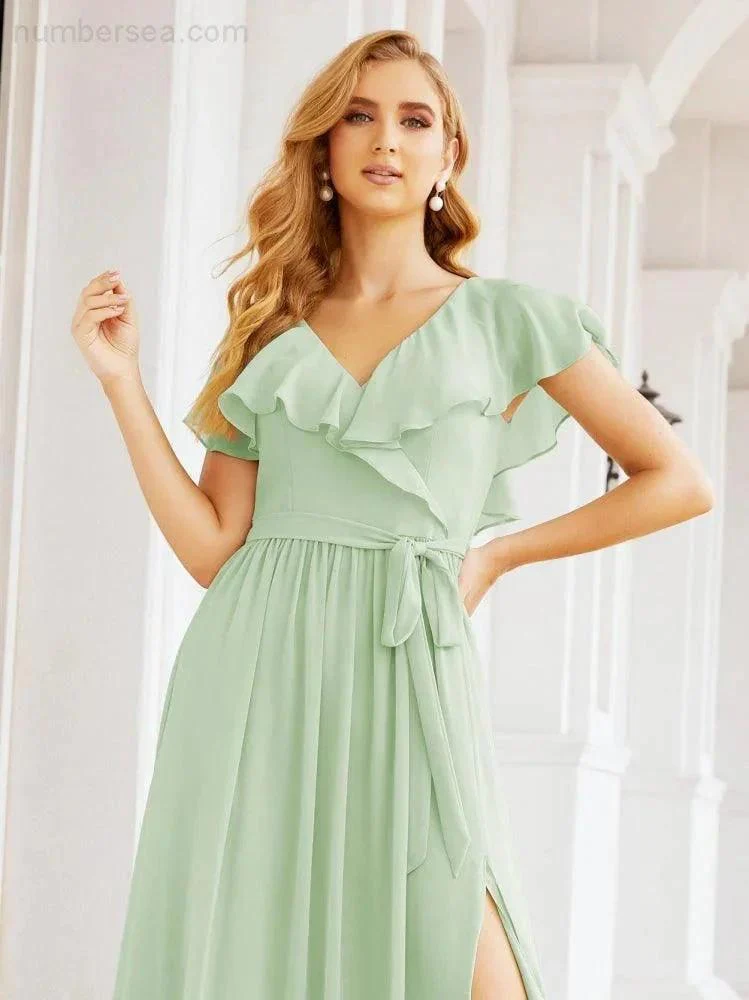 Bridesmaid Dresses with Flutter Sleeves Formal Evening Party Prom Gowns 28044 - Image 15