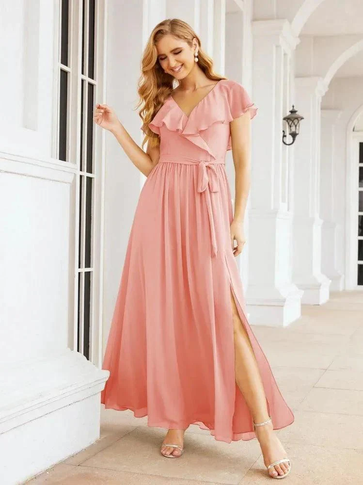 Bridesmaid Dresses with Flutter Sleeves Formal Evening Party Prom Gowns 28044 - Image 16