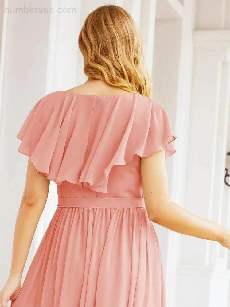 Bridesmaid Dresses with Flutter Sleeves Formal Evening Party Prom Gowns 28044 - Image 17