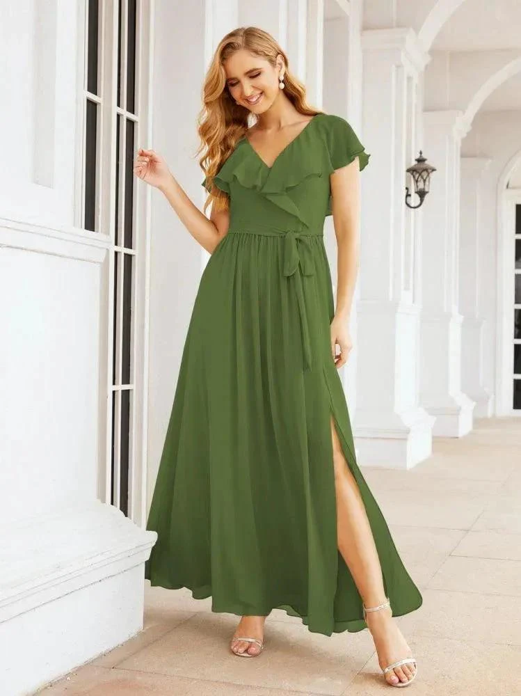 Bridesmaid Dresses with Flutter Sleeves Formal Evening Party Prom Gowns 28044 - Image 19
