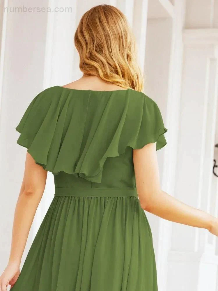 Bridesmaid Dresses with Flutter Sleeves Formal Evening Party Prom Gowns 28044 - Image 20