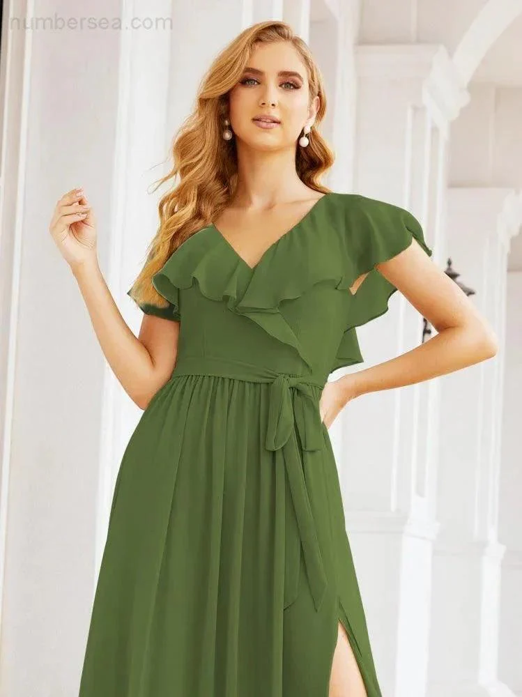 Bridesmaid Dresses with Flutter Sleeves Formal Evening Party Prom Gowns 28044 - Image 21