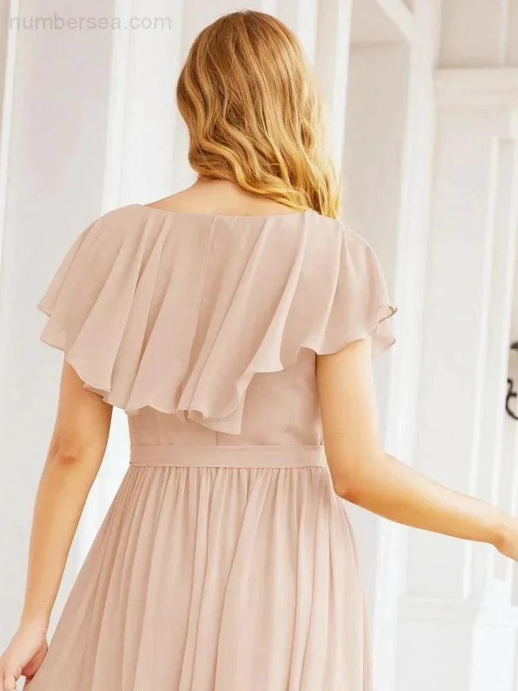 Bridesmaid Dresses with Flutter Sleeves Formal Evening Party Prom Gowns 28044 - Image 23
