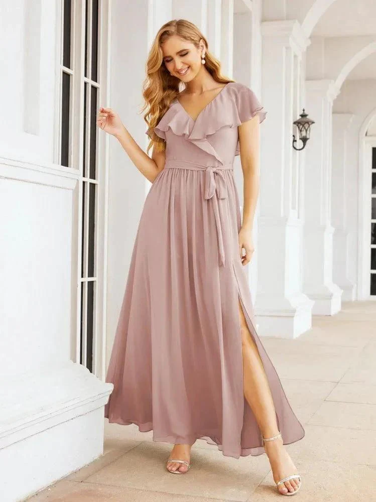 Bridesmaid Dresses with Flutter Sleeves Formal Evening Party Prom Gowns 28044 - Image 25