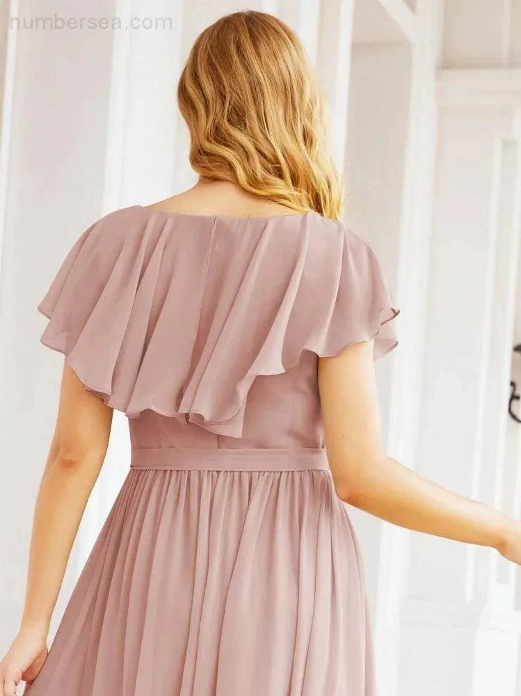Bridesmaid Dresses with Flutter Sleeves Formal Evening Party Prom Gowns 28044 - Image 26
