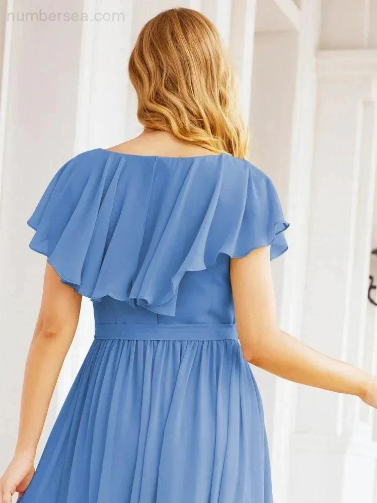 Bridesmaid Dresses with Flutter Sleeves Formal Evening Party Prom Gowns 28044 - Image 29