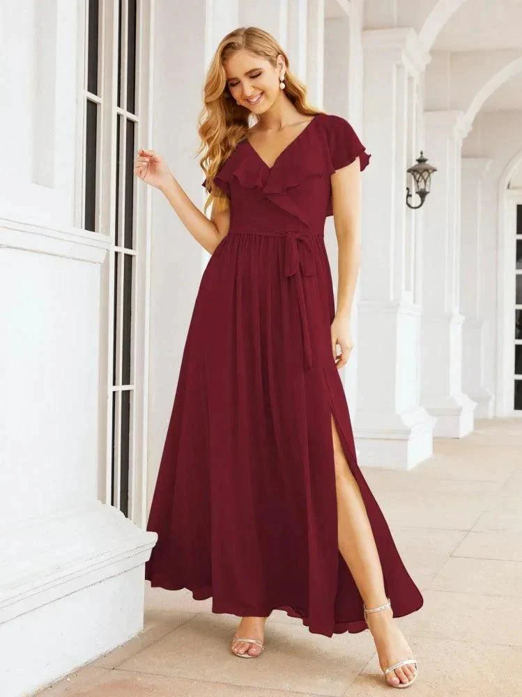 Bridesmaid Dresses with Flutter Sleeves Formal Evening Party Prom Gowns 28044 - Image 34