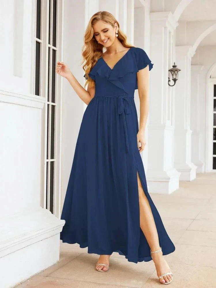 Bridesmaid Dresses with Flutter Sleeves Formal Evening Party Prom Gowns 28044 - Image 37