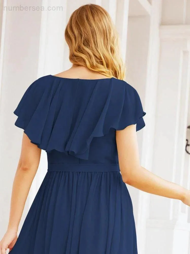 Bridesmaid Dresses with Flutter Sleeves Formal Evening Party Prom Gowns 28044 - Image 38