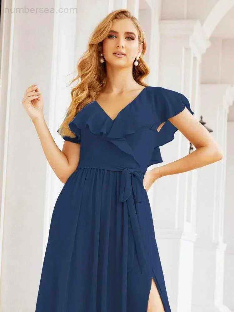Bridesmaid Dresses with Flutter Sleeves Formal Evening Party Prom Gowns 28044 - Image 39