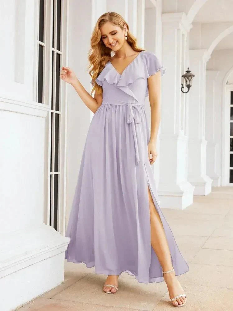 Bridesmaid Dresses with Flutter Sleeves Formal Evening Party Prom Gowns 28044 - Image 40
