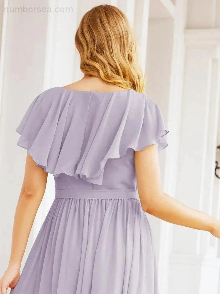 Bridesmaid Dresses with Flutter Sleeves Formal Evening Party Prom Gowns 28044 - Image 41