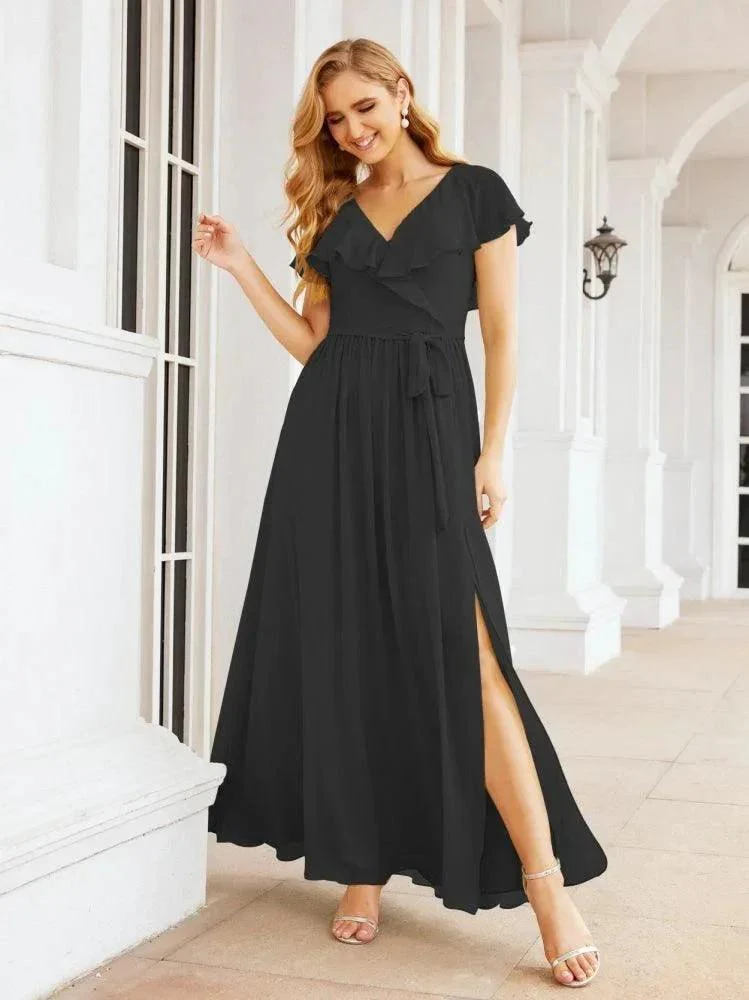 Bridesmaid Dresses with Flutter Sleeves Formal Evening Party Prom Gowns 28044 - Image 43