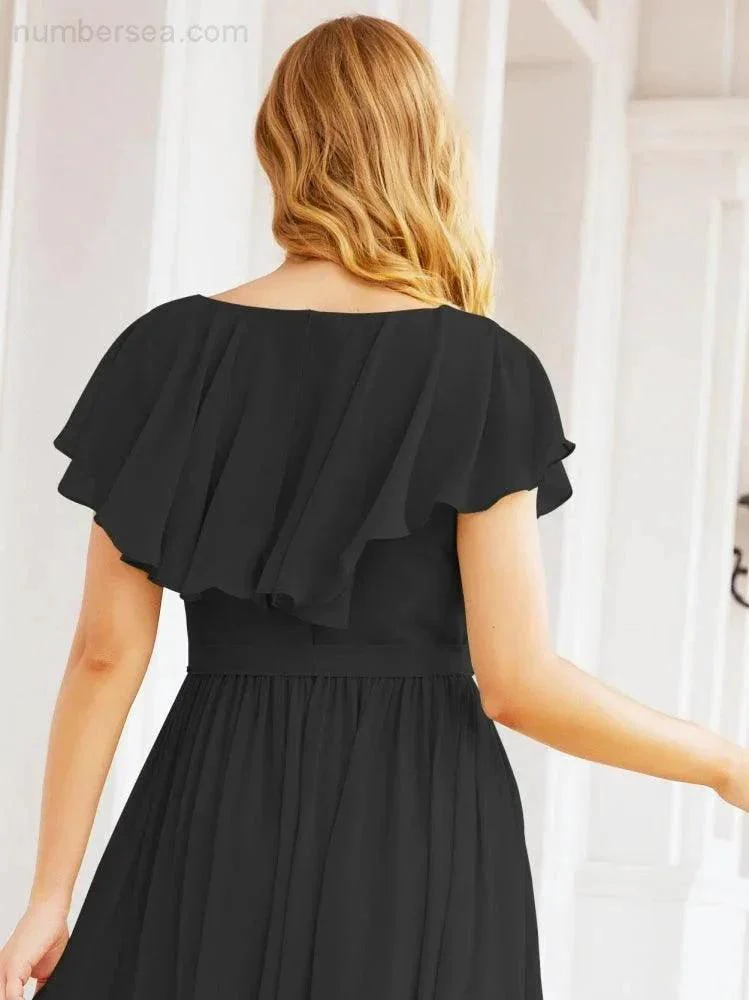 Bridesmaid Dresses with Flutter Sleeves Formal Evening Party Prom Gowns 28044 - Image 44