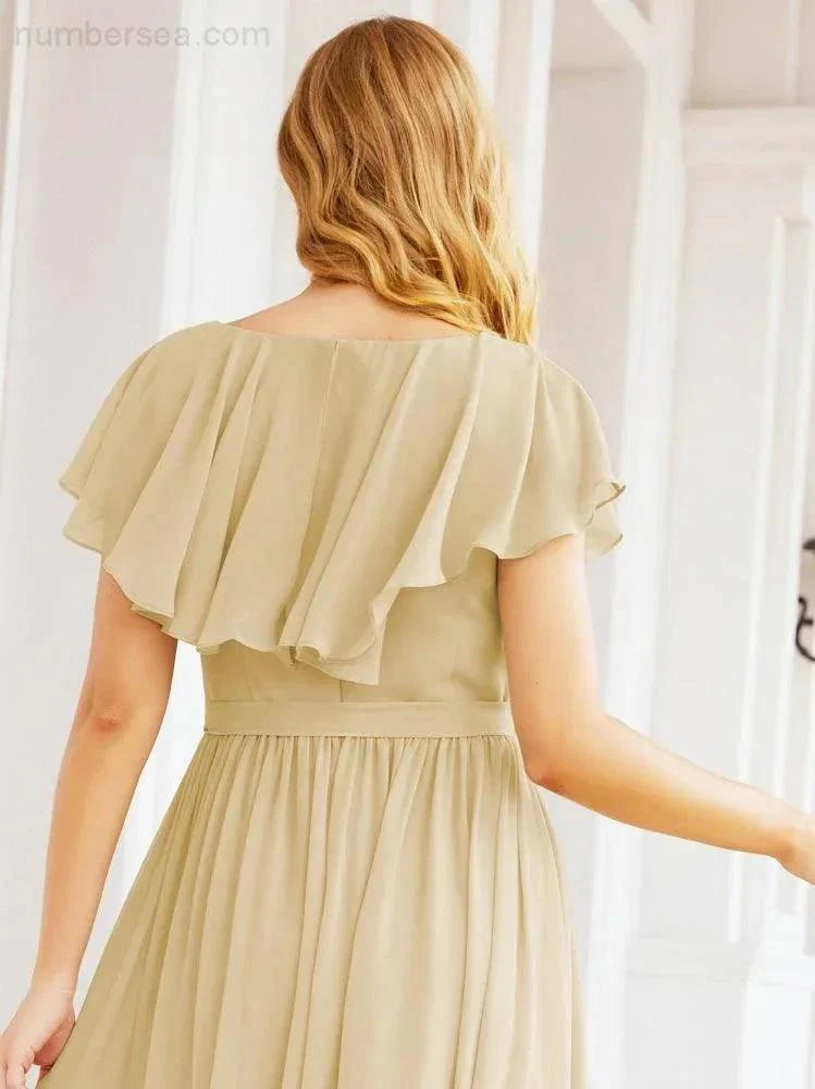 Bridesmaid Dresses with Flutter Sleeves Formal Evening Party Prom Gowns 28044 - Image 47