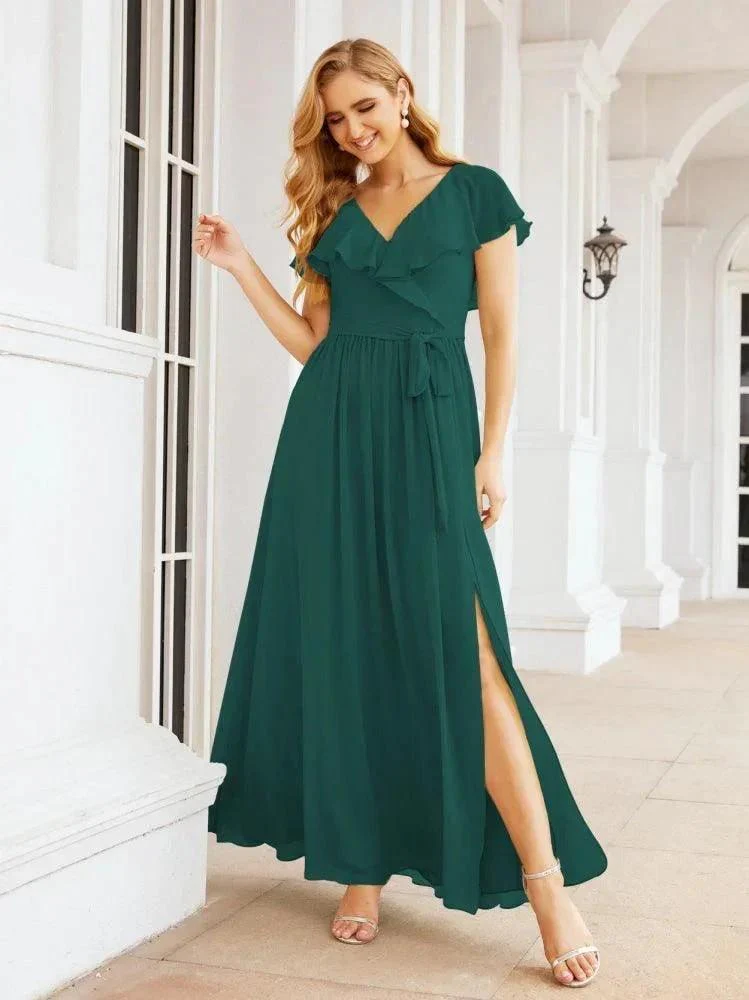Bridesmaid Dresses with Flutter Sleeves Formal Evening Party Prom Gowns 28044 - Image 49