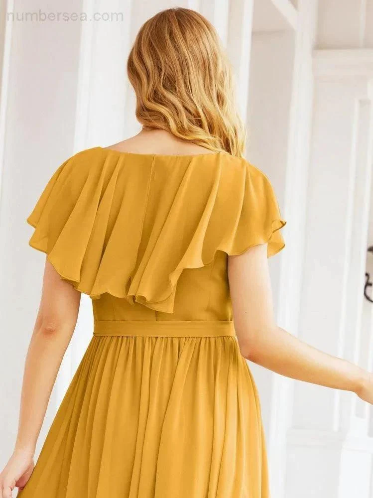 Bridesmaid Dresses with Flutter Sleeves Formal Evening Party Prom Gowns 28044 - Image 5