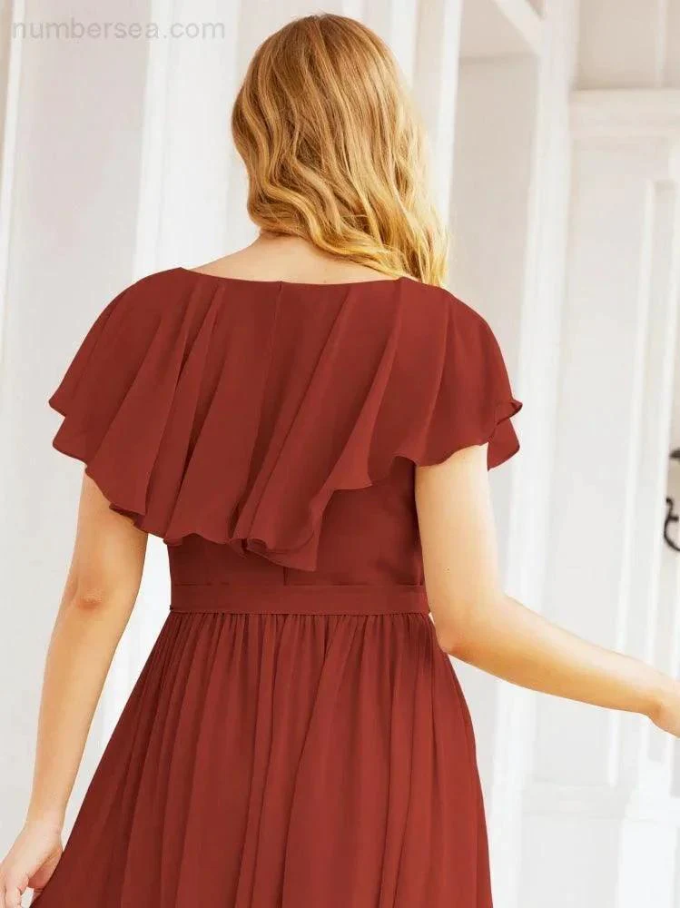 Bridesmaid Dresses with Flutter Sleeves Formal Evening Party Prom Gowns 28044 - Image 56