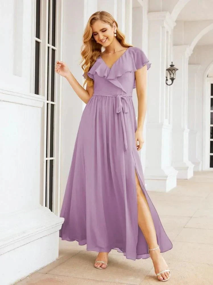 Bridesmaid Dresses with Flutter Sleeves Formal Evening Party Prom Gowns 28044 - Image 61