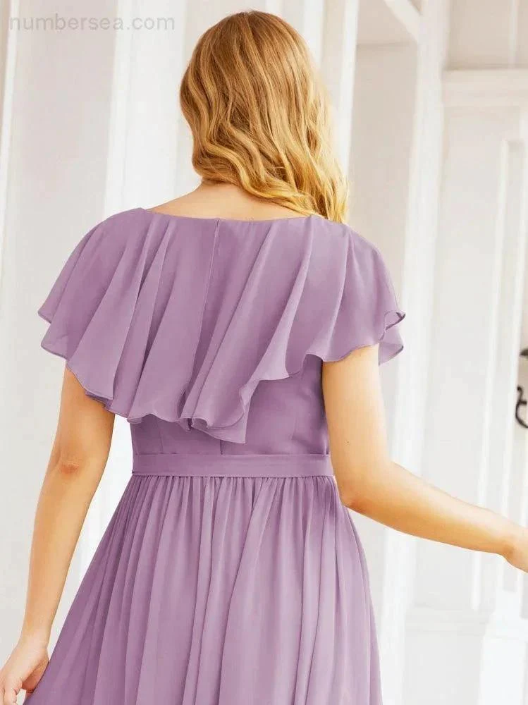Bridesmaid Dresses with Flutter Sleeves Formal Evening Party Prom Gowns 28044 - Image 62