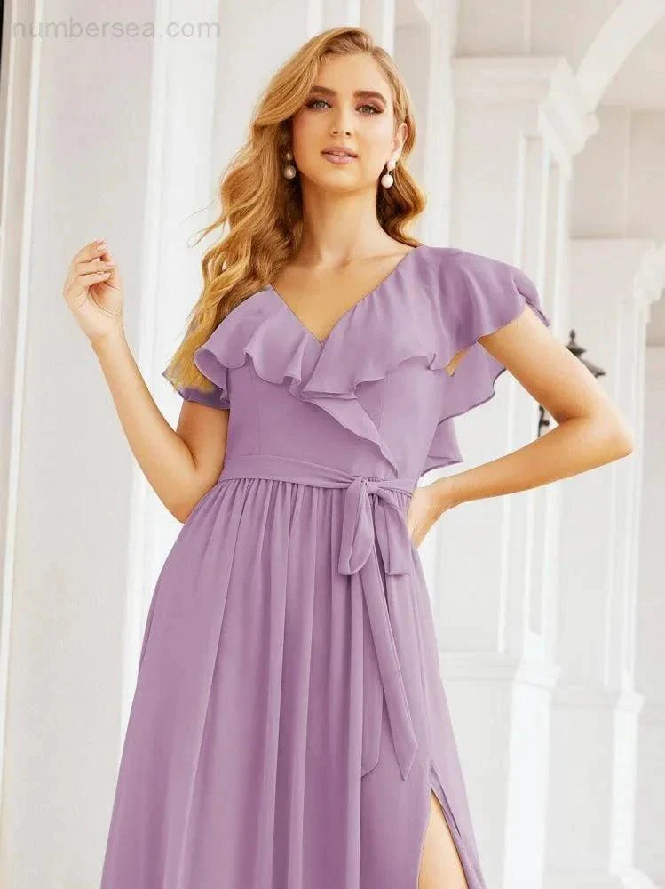 Bridesmaid Dresses with Flutter Sleeves Formal Evening Party Prom Gowns 28044 - Image 63