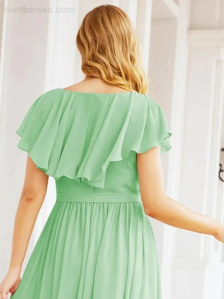 Bridesmaid Dresses with Flutter Sleeves Formal Evening Party Prom Gowns 28044 - Image 65