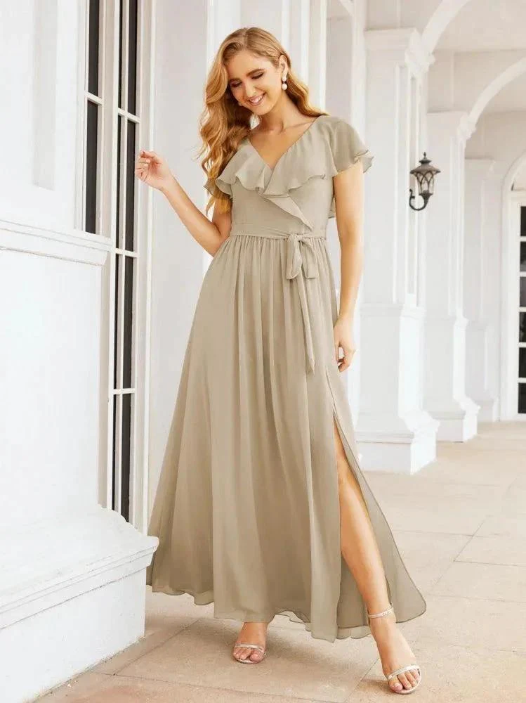 Bridesmaid Dresses with Flutter Sleeves Formal Evening Party Prom Gowns 28044 - Image 70