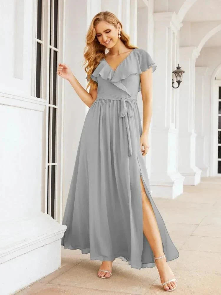 Bridesmaid Dresses with Flutter Sleeves Formal Evening Party Prom Gowns 28044 - Image 73