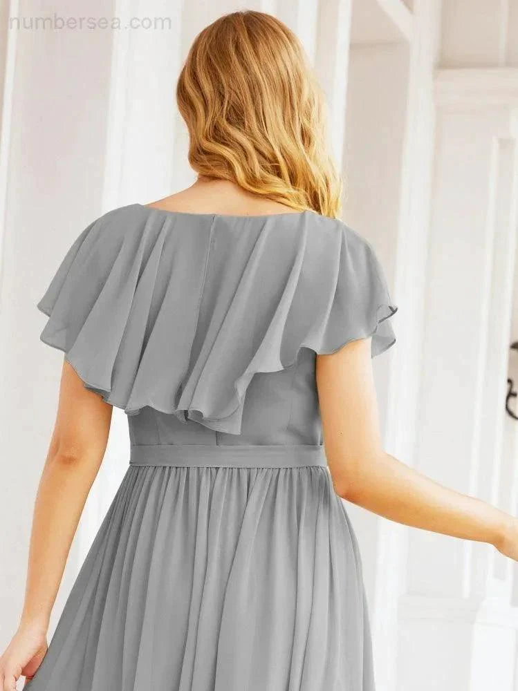 Bridesmaid Dresses with Flutter Sleeves Formal Evening Party Prom Gowns 28044 - Image 74