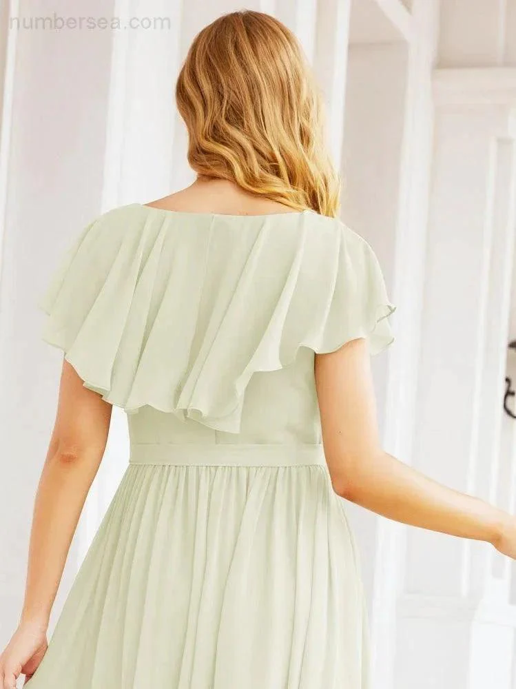 Bridesmaid Dresses with Flutter Sleeves Formal Evening Party Prom Gowns 28044 - Image 77