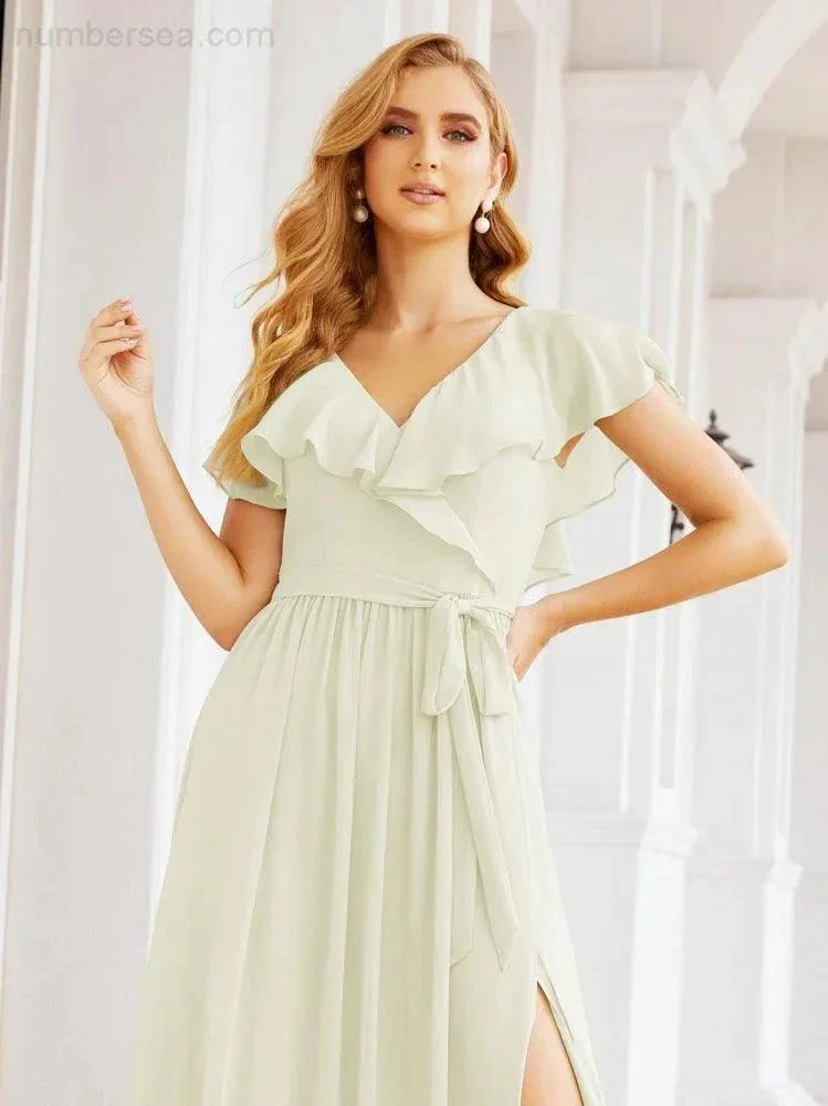 Bridesmaid Dresses with Flutter Sleeves Formal Evening Party Prom Gowns 28044 - Image 78