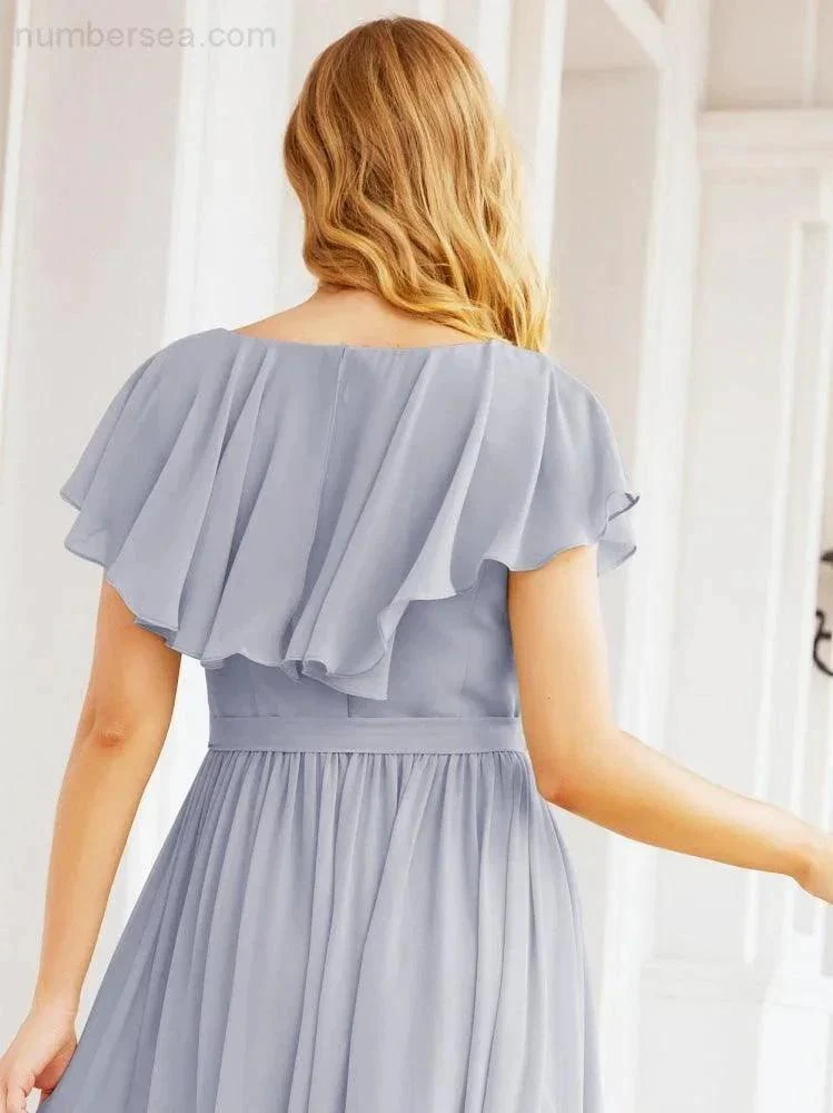 Bridesmaid Dresses with Flutter Sleeves Formal Evening Party Prom Gowns 28044 - Image 8