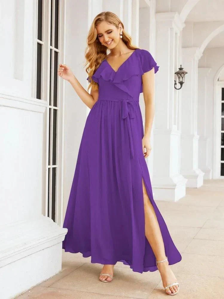 Bridesmaid Dresses with Flutter Sleeves Formal Evening Party Prom Gowns 28044 - Image 82