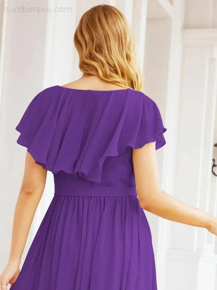 Bridesmaid Dresses with Flutter Sleeves Formal Evening Party Prom Gowns 28044 - Image 83