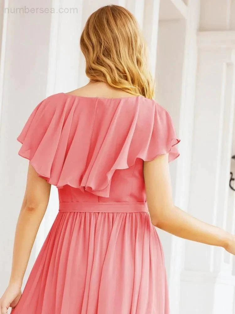 Bridesmaid Dresses with Flutter Sleeves Formal Evening Party Prom Gowns 28044 - Image 89