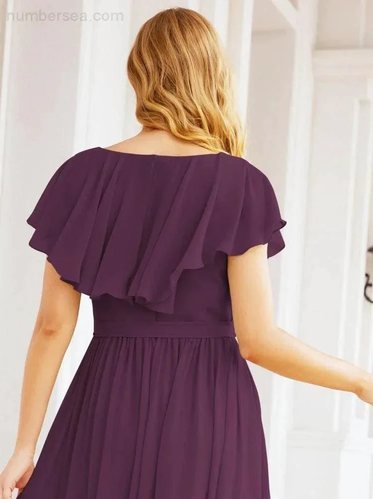 Bridesmaid Dresses with Flutter Sleeves Formal Evening Party Prom Gowns 28044 - Image 92