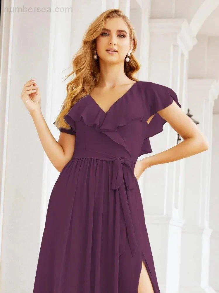 Bridesmaid Dresses with Flutter Sleeves Formal Evening Party Prom Gowns 28044 - Image 93