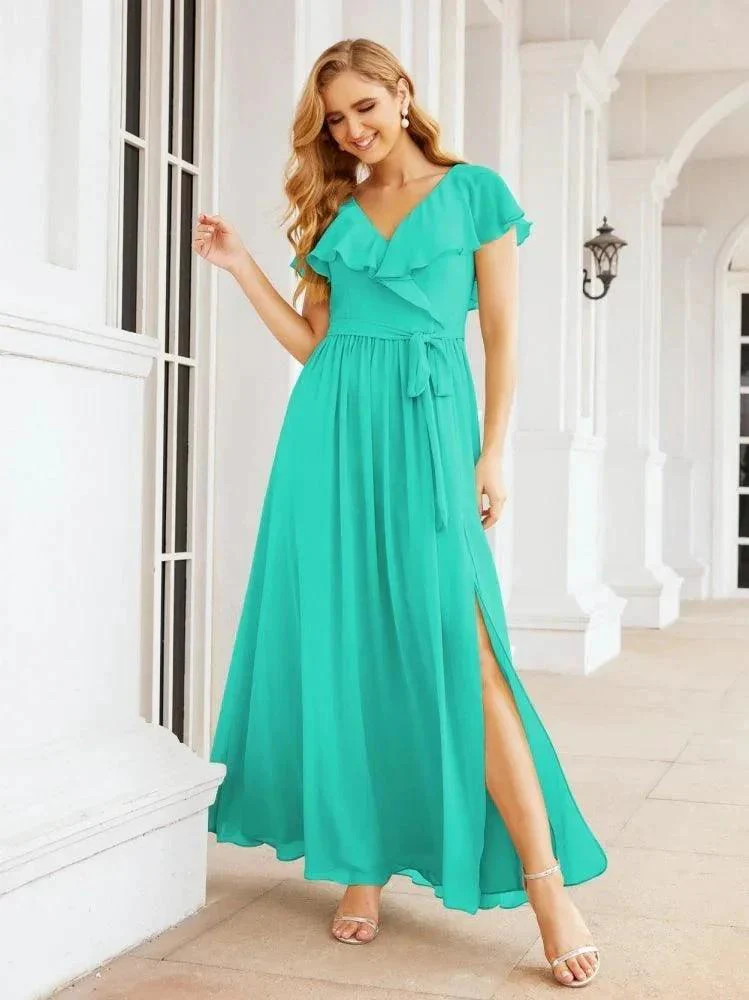 Bridesmaid Dresses with Flutter Sleeves Formal Evening Party Prom Gowns 28044 - Image 94