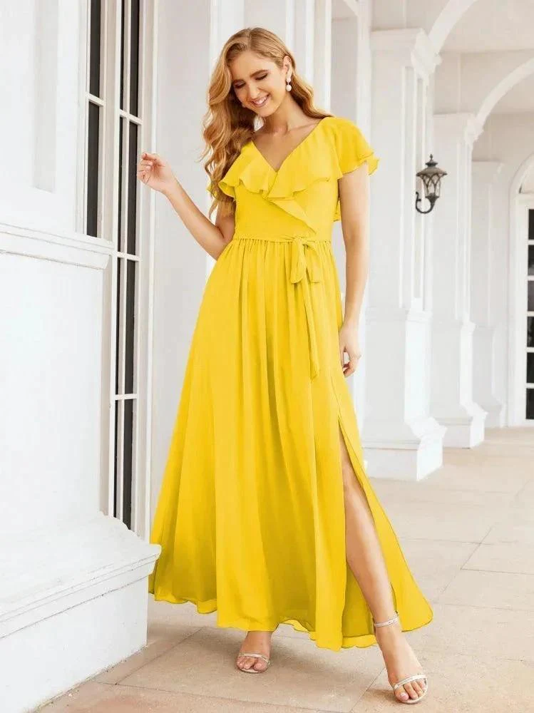 Bridesmaid Dresses with Flutter Sleeves Formal Evening Party Prom Gowns 28044 - Image 97