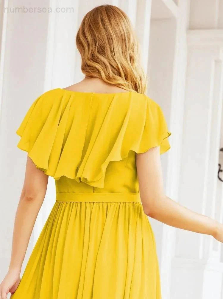 Bridesmaid Dresses with Flutter Sleeves Formal Evening Party Prom Gowns 28044 - Image 98