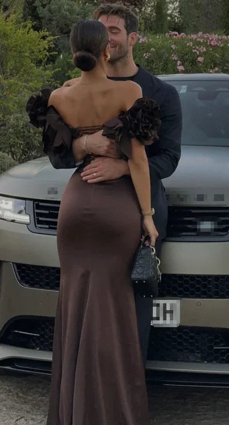Brown Luxury Mermaid Evening Dress Off The Shoulder Long Prom Dress Y7592 - Image 3