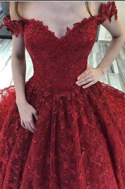Bungudry Off-the-shoulder A-Line Wedding Dresses With Lace - Image 3