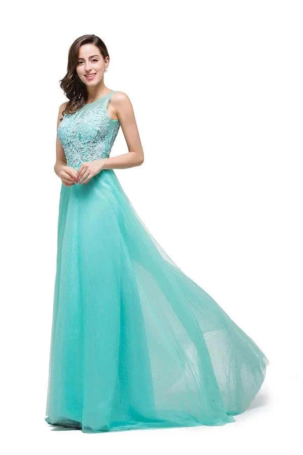 Burgundy A-line Crew Lace Chiffon Bridesmaid Dresses - Image 2