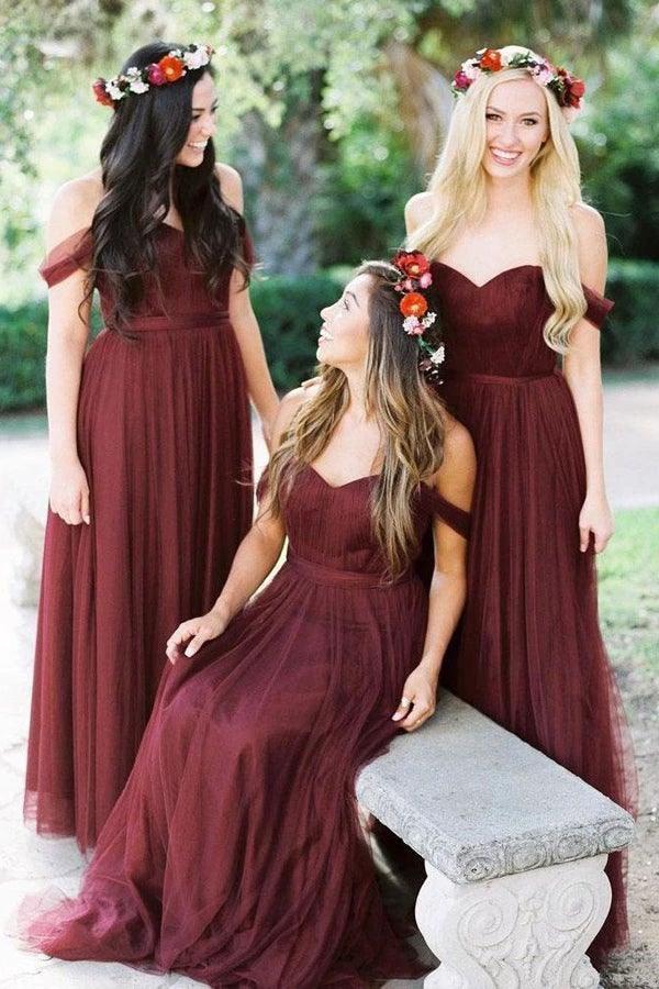 Burgundy Bridesmaid Dresses Long Bridesmaid Dresses  BD087 - Image 2