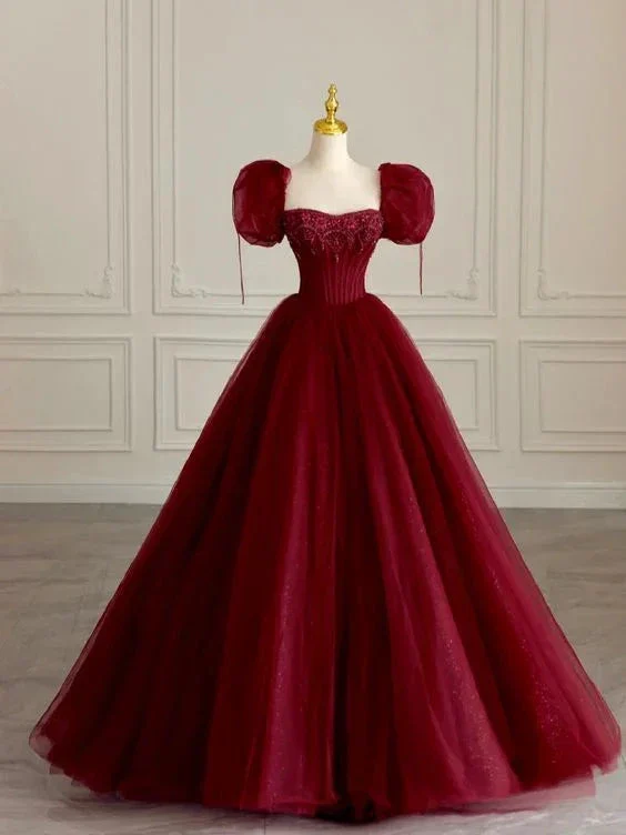 Burgundy evening dress long elegant evening gown for women Y6601 - Image 2